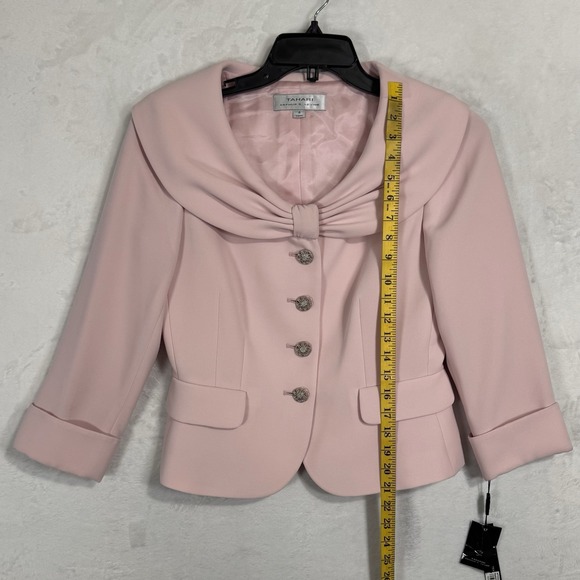 NEW Tahari ASL Blazer Skirt Suit Size 6 4 Bow Pleated Pale Pink Icon 2 Pc Set - Picture 12 of 16